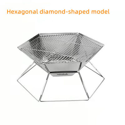 Polished Foldable Camping Grill Square Rectangular Hexagonal Stainless Steel Grill