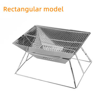 Polished Foldable Camping Grill Square Rectangular Hexagonal Stainless Steel Grill